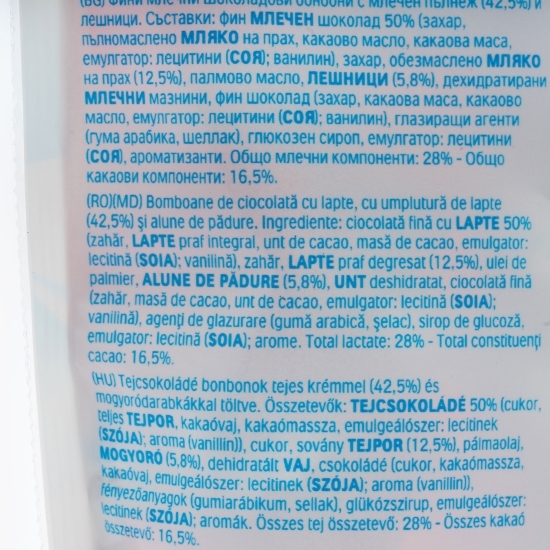 Bomboane de ciocolată cu lapte cu umplutură de lapte și alune 300g