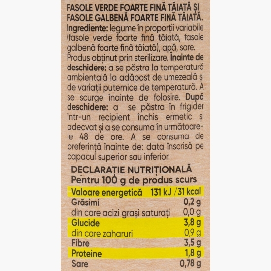 Mix de fasole verde și galbenă 400g