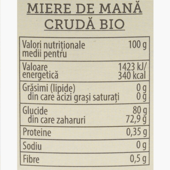 Miere de mană crudă eco 270g