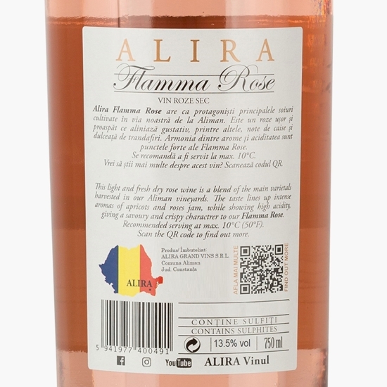 Vin rose sec Merlot, Cabernet Sauvignon, Fetească Neagră, 13.5%, 0.75l