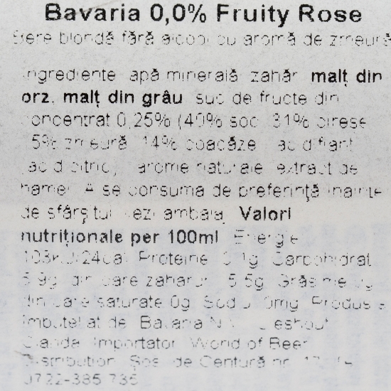 Bere blondă fără alcool Fruity Rose, sticlă 0.33l