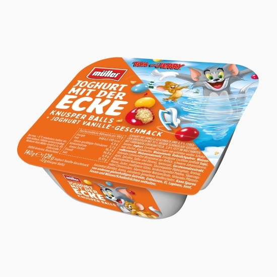 Iaurt mix Tom&Jerry vanilie, cu biluțe colorate crocante 140g