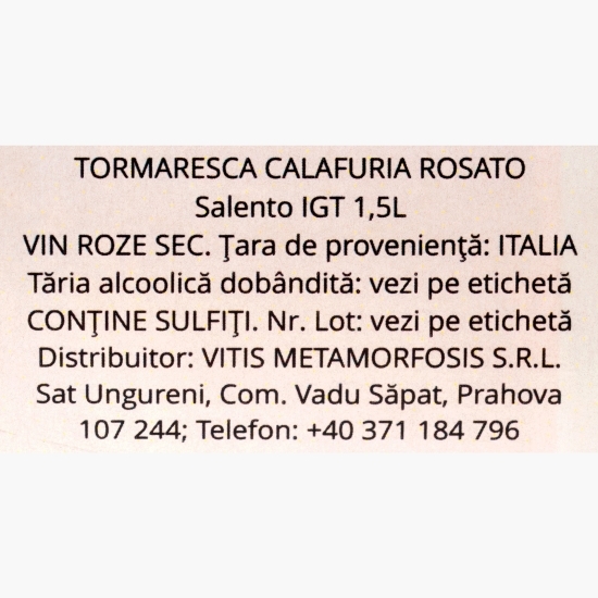 Vin rose sec Calafuria Negroamaro, 12%, 1.5l