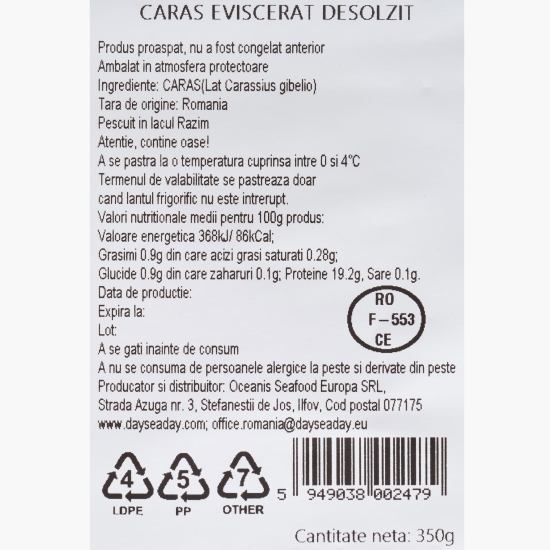 Caras eviscerat fără solzi 350g