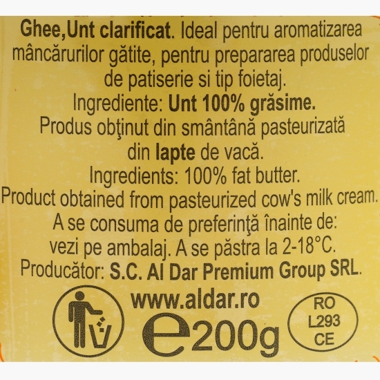 Unt clarifiat Ghee 100% grăsime 200g