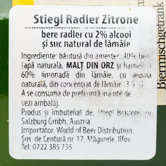 Bere blondă Radler lemon sticlă 0.33l