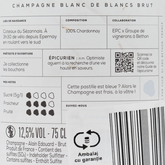 Șampanie Blanc de Blancs, Brut, 12.5% alc., 0.75l