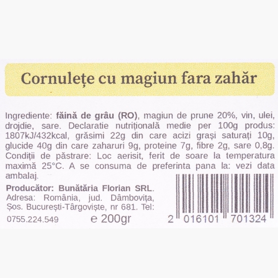 Cornulețe cu magiun, fără zahăr 200g