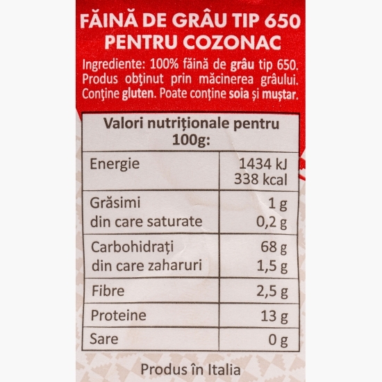 Făină Manitoba tip 650 pentru cozonac, 1 kg