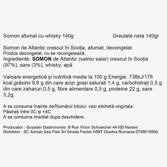 Somon afumat cu Whisky 140g