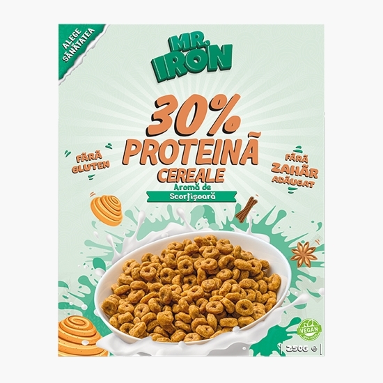 Cereale vegane cu scorțișoară, cu 30% proteină, fără zahăr, low carb, fără gluten 250g