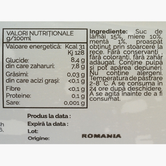 Limonadă cu miere și mentă 500ml