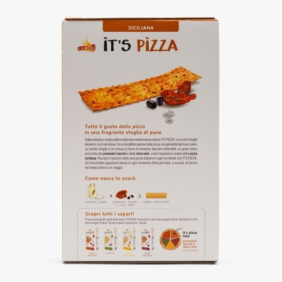 Felii de pâine coapte cu aromă de pizza, cu roșii uscate și măsline negre, Siciliana 100g