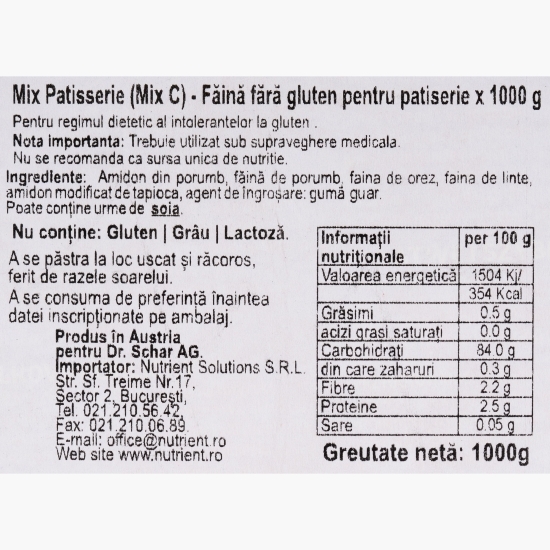 Făină fără gluten pentru patiserie Mix C 1kg 