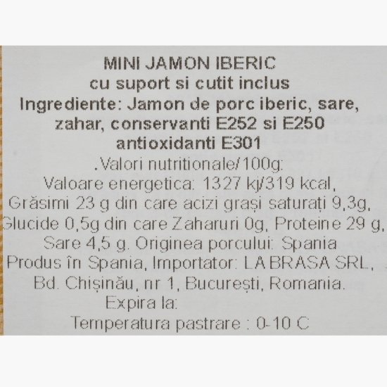 Mini Jamon Iberico dezosat 950g + suport și cuțit, Jamoneria by Alioli