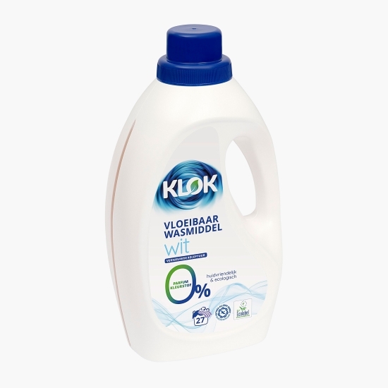 Detergent lichid pentru rufe albe 0% parfum, 0% coloranți, 27 spălări, 1.485l