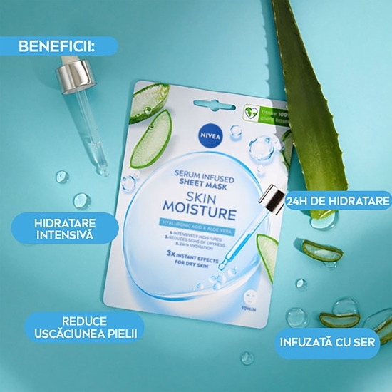 Mască șervețel hidratantă Skin Moisture, infuzată cu ser, 1 buc.