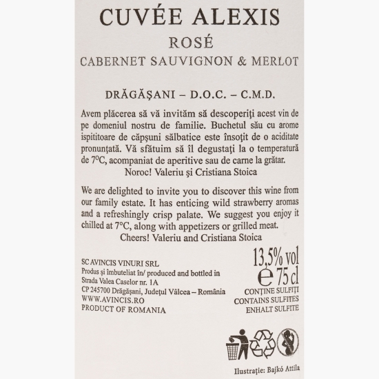 Vin rose sec Cuvee Alexis Merlot&Cabernet Sauvignon, 13.5%, 0.75l