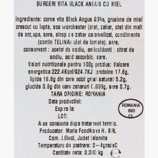 Burger de vită Black Angus cu miel 300g