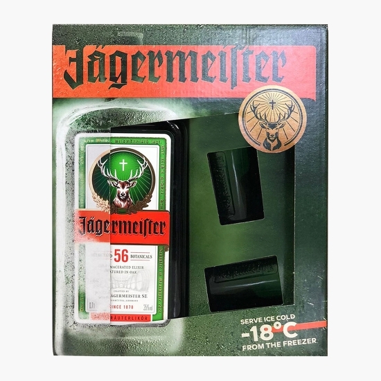 Jagermeister 35% alc., 0.7l + 2 pahare