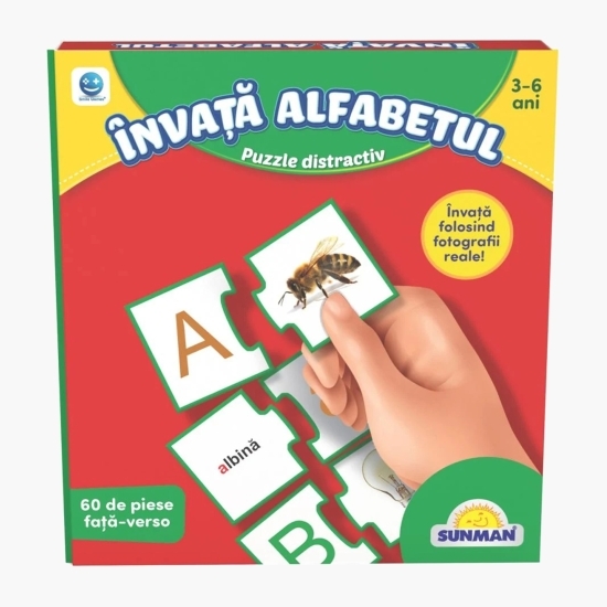 Învață alfabetul - puzzle distractiv, 60 piese, 3-6 ani