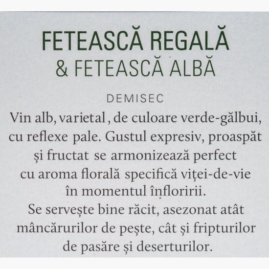 Vin alb demisec Fetească Regală&Fetească Albă, 12.5%, bag in box 3l