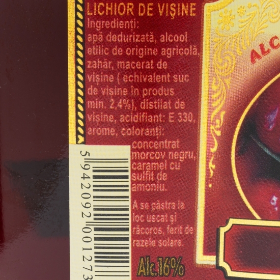 Lichior vișine 16% alc. 0.5l