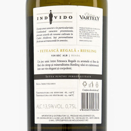 Vin alb sec Individo Fetească Regală & Riesling, 13.5%, 0.75l