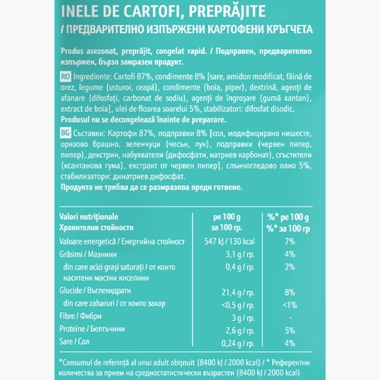 Inele de cartofi preprăjite Curly Fries 600g