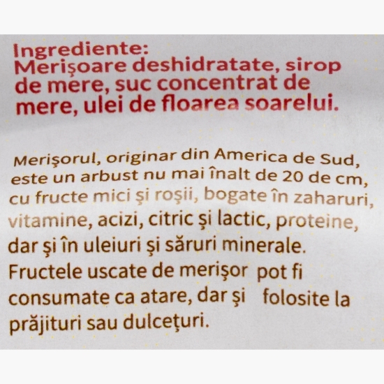 Merișoare deshidratate infuzate în suc mere, fără zahăr adăugat 250g