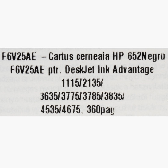 Cartuș cerneală HP 652, cod F6V25AE, negru