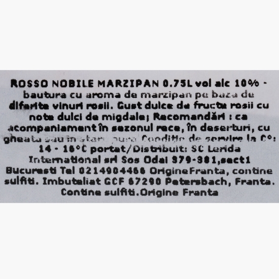 Băutură cu aromă de marțipan pe bază de vin roșu Marzipan, 10%, 0.75l