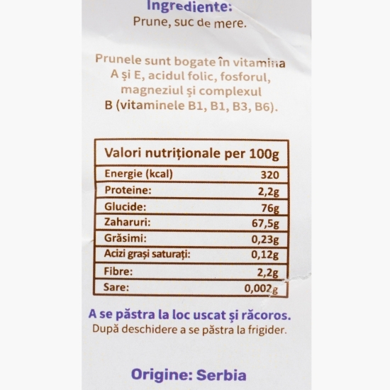 Prune infuzate în suc de mere, fără zahăr adăugat 200g