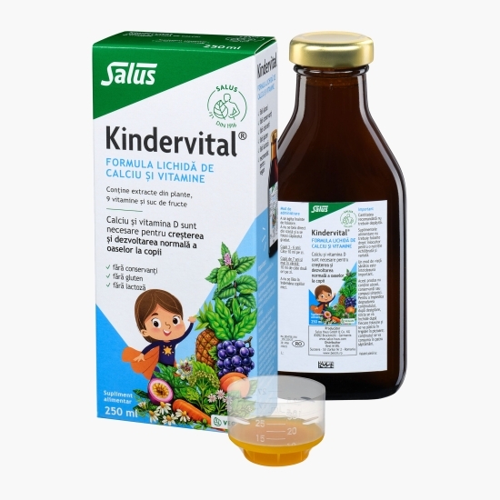 Formulă lichidă de calciu și vitamine pentru copii Kindervital 250ml