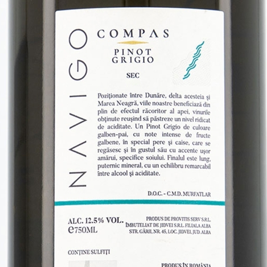 Vin alb sec Pinot Grigio Compas, 12.5%, 0.75l