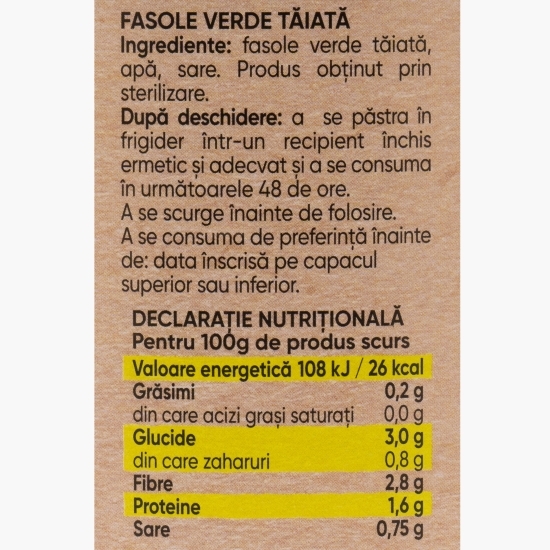 Fasole verde tăiată 800g