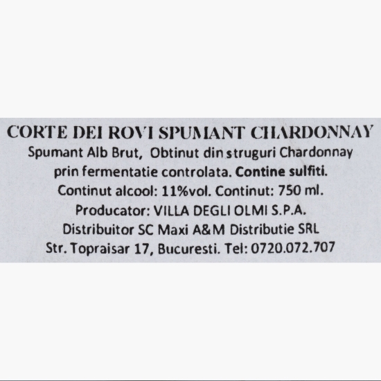 Vin spumant alb Chardonnay Brut, 11%, 0.75l