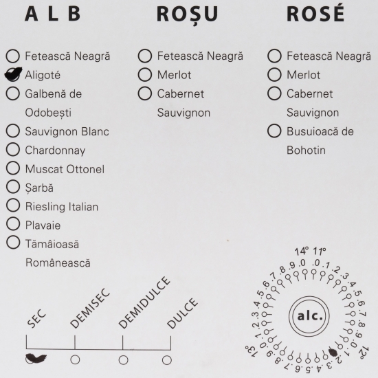 Vin alb sec Aligote, 12.2%, 2l