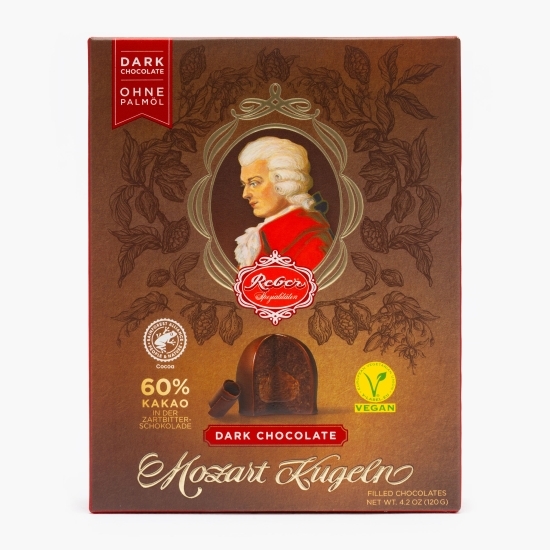 Praline Mozart vegane cu ciocolată neagră 120g