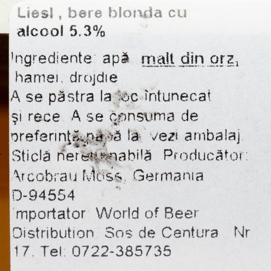 Bere blondă Liesl sticlă 0.5l