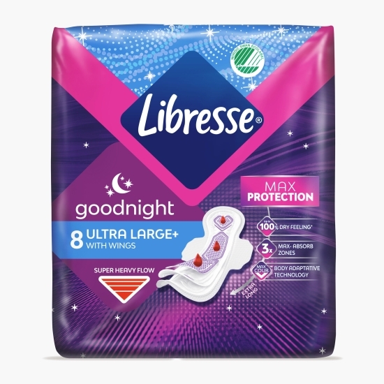 Absorbante de noapte Goodnight Ultra Large Super Heavy cu aripioare 8 buc