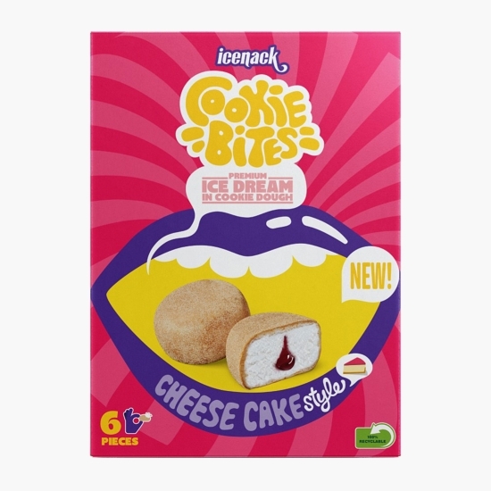 Gustări din aluat de biscuiți și înghețată cu aromă de cheesecake Icenack Cookie Bites 210g