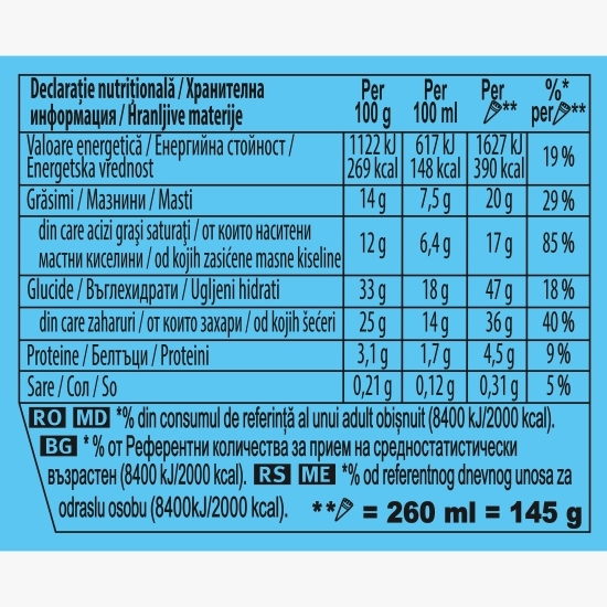 Înghețată de vanilie la cornet 0.26l