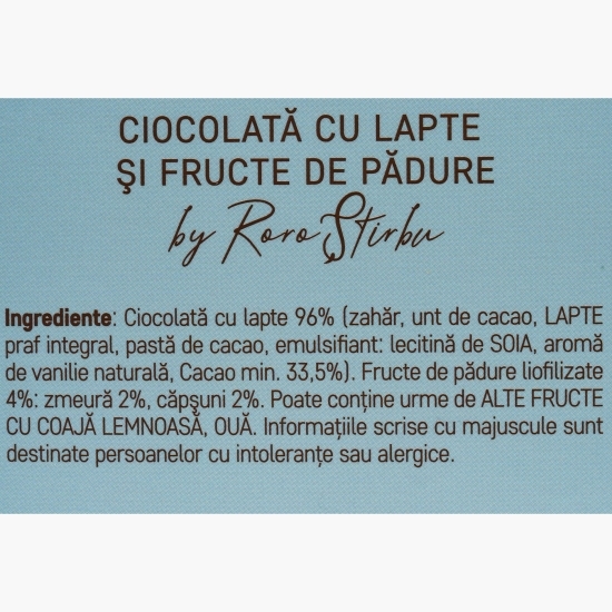 Tabletă artizanală de ciocolată cu lapte și fructe de pădure 100g