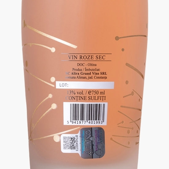 Vin rose sec Merlot, Fetească Neagră și Cabernet Sauvignon, 13%, 0.75l