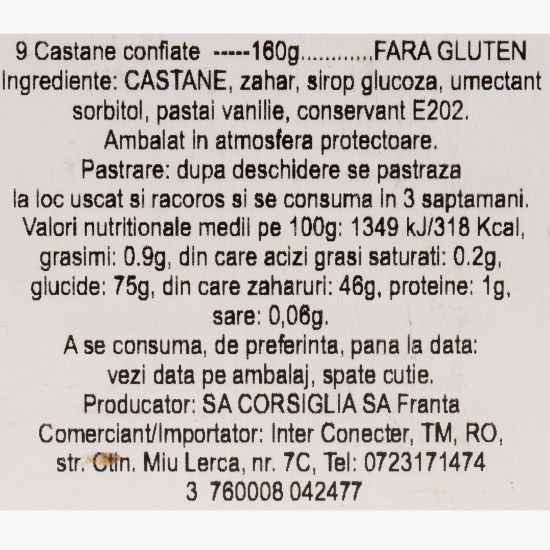 Castane întregi glasate și confiate în cutie de lemn, 9 buc, 160g