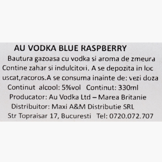 Băutură carbogazoasă cu vodcă și aromă de zmeură Blue Raspberry, 5% alc, 0.33l