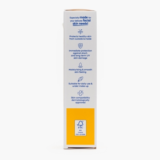 Cremă de față pentru protecție solară cu SPF50 Q10, cu efect anti-rid și anti-pigmentare 50ml