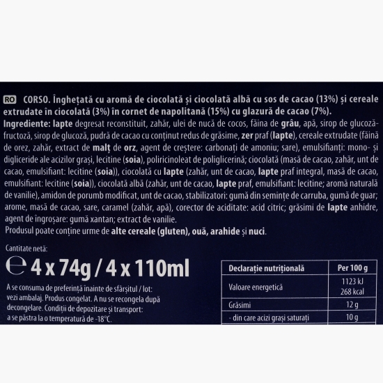 Înghețată cornet 3 arome de ciocolată, 4x110ml