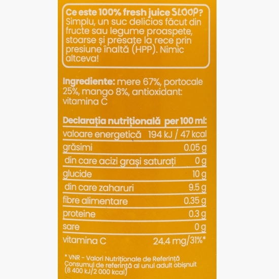 Suc presat la rece din mere, portocale și mango Fresh Juice Orange Mix 330ml